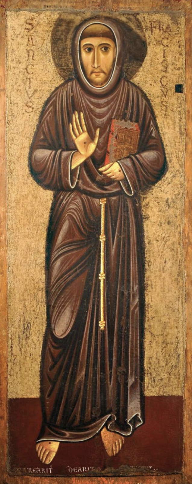 Margarito d&rsquo;Arezzo, Der Heilige Franziskus (1250; Tempera auf mit Silberfolie überzogenem Holz). Mit freundlicher Genehmigung des Museo Civico &ndash; Pinacoteca Crociani in Montepulciano