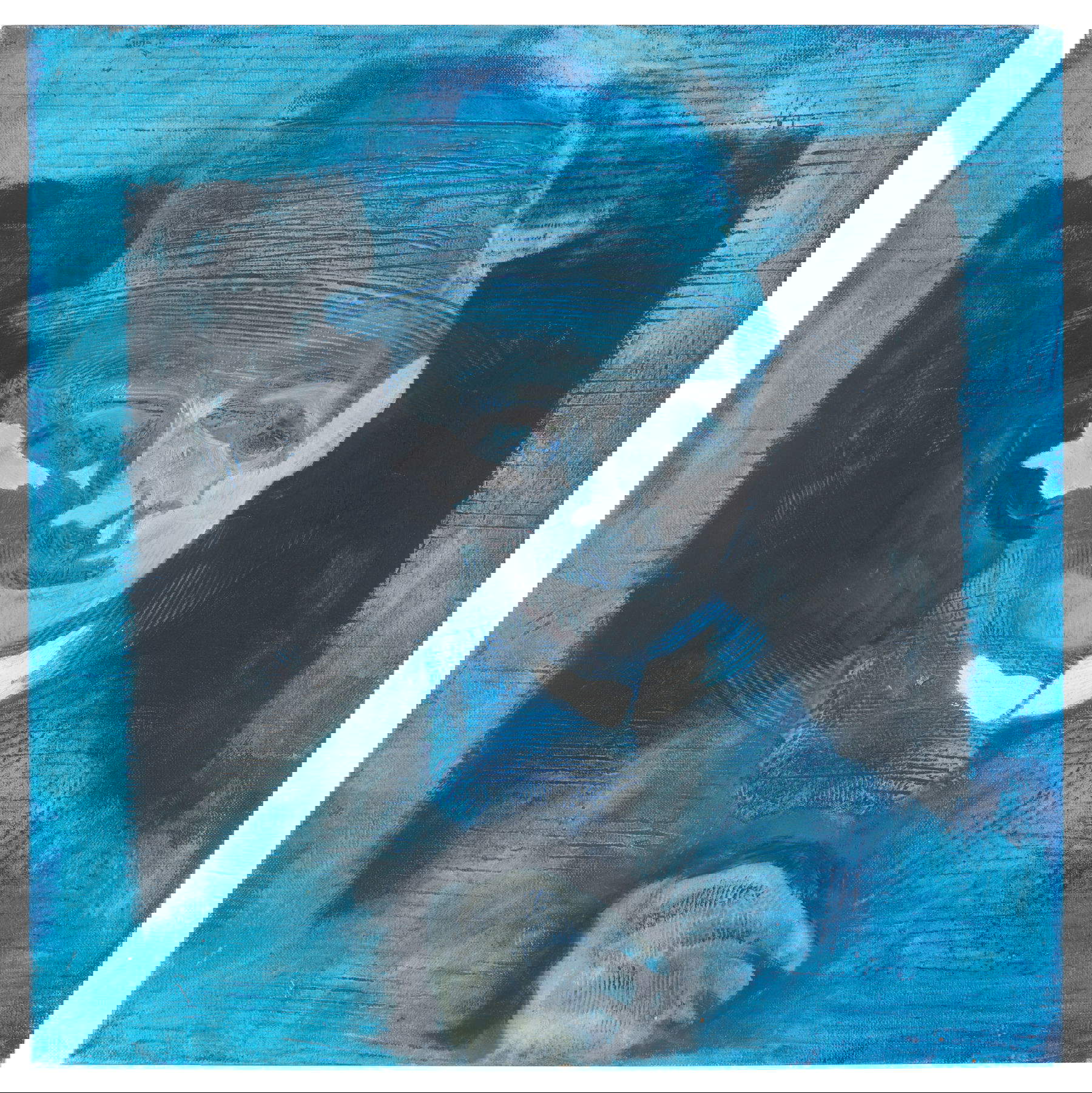 Mario Lattes, Senza Titolo - ritratto d'uomo con bombetta in blu, Kafka (Olio su tela, 60x60 cm)