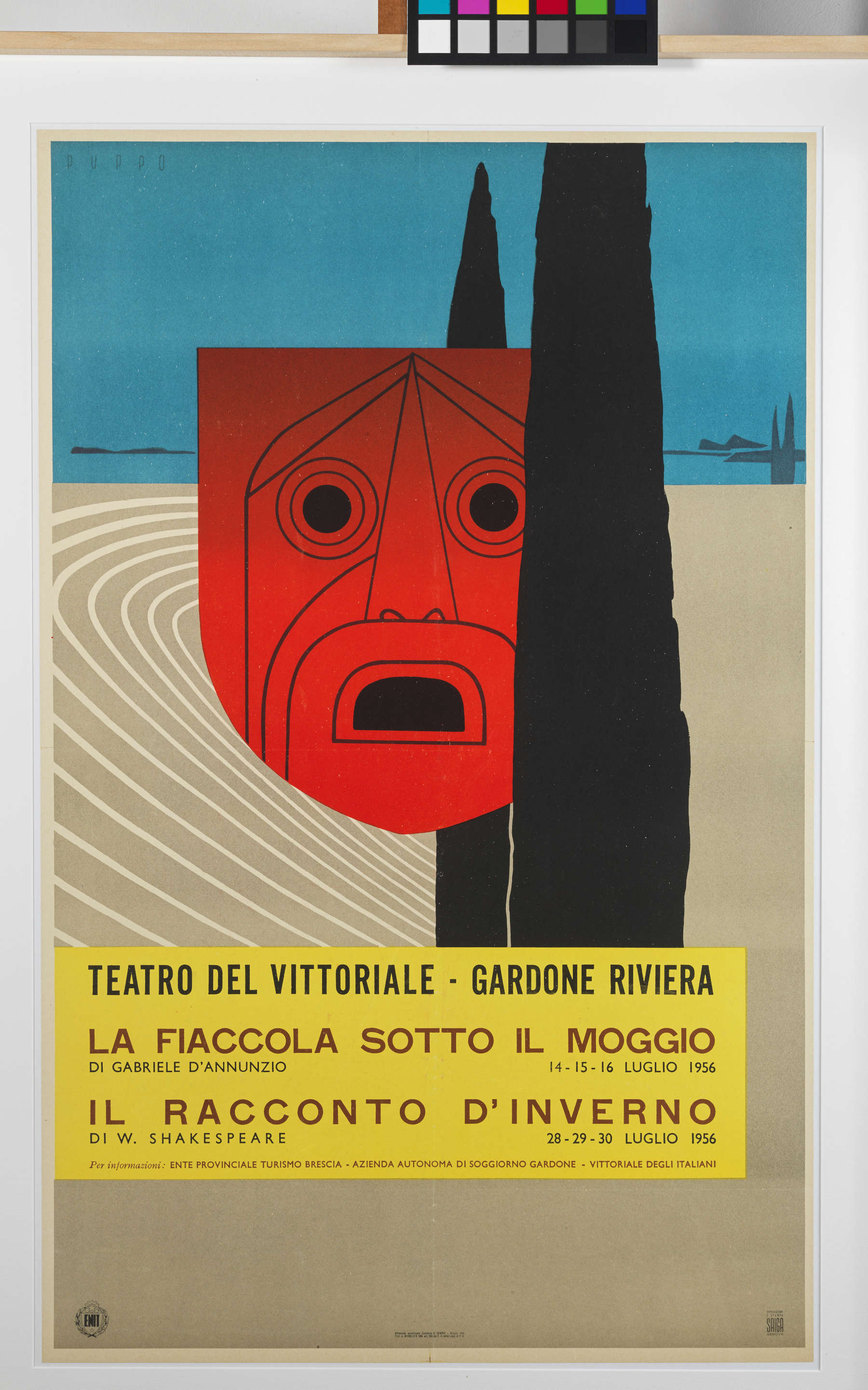 Mario Puppo, Teatro del Vittoriale &ndash; Gardone Riviera (SAIGA Génova, 1956; cromolitografía sobre papel, 97,5 x 67,5 cm; Riva del Garda, MAG)