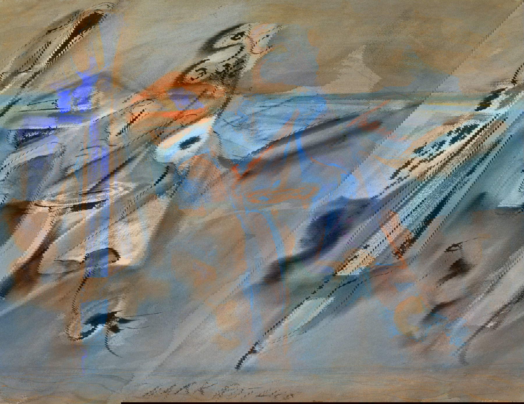 Mark Rothko, Untitled (1944; acquerello, inchiostro, grafite, sfregamento su carta da acquerello, 57,5 x 78,9 cm; Collezione Christopher Rothko, Estate inv. 1103.44 R/V)