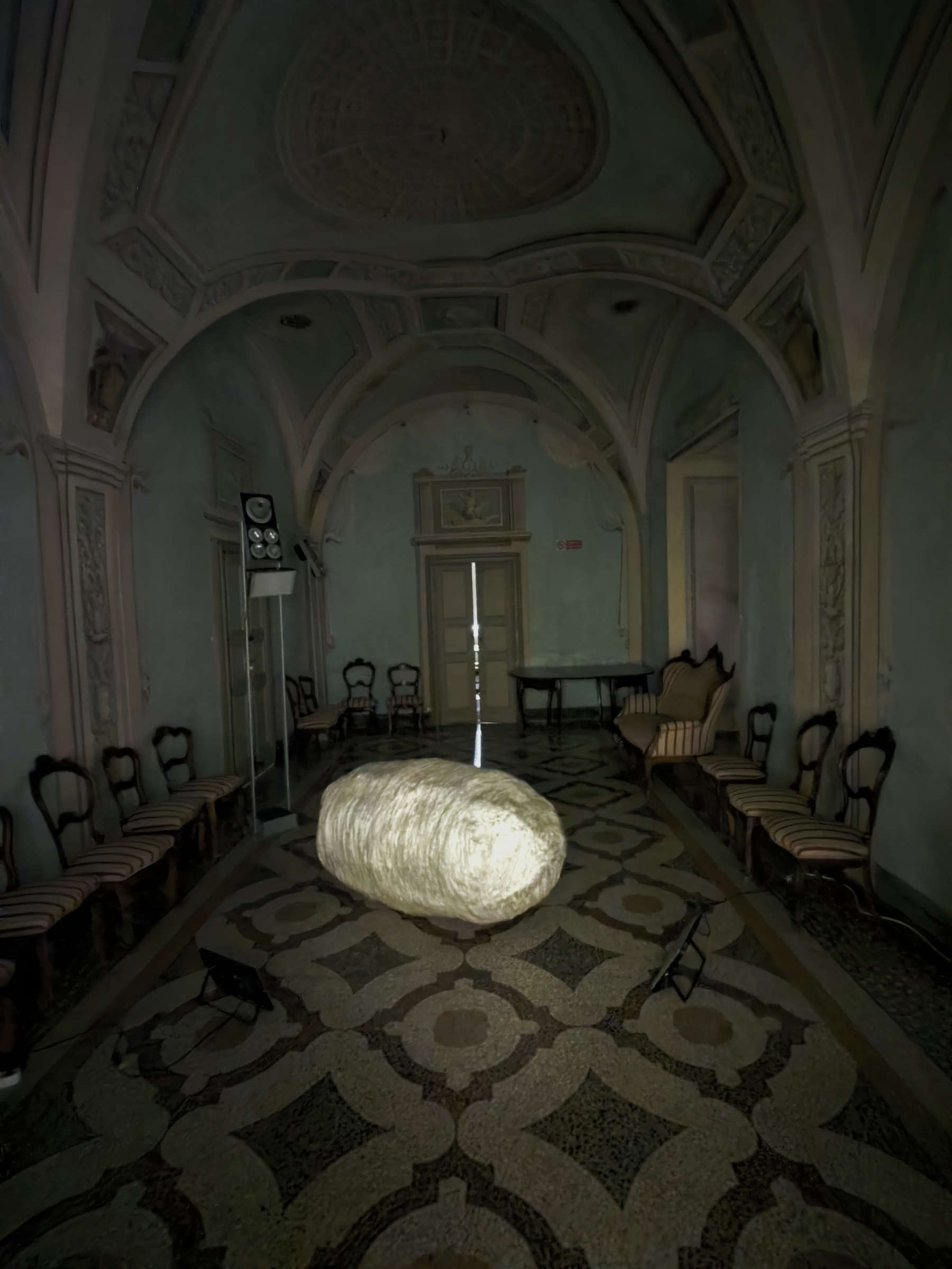 Martina Fontana, *Cocoon*, a work created by Moire, Special Project Connexxion 2026. View of the work installed in the Sala dei Protettori, RSA Santuario. Photo: Diego Santamaria