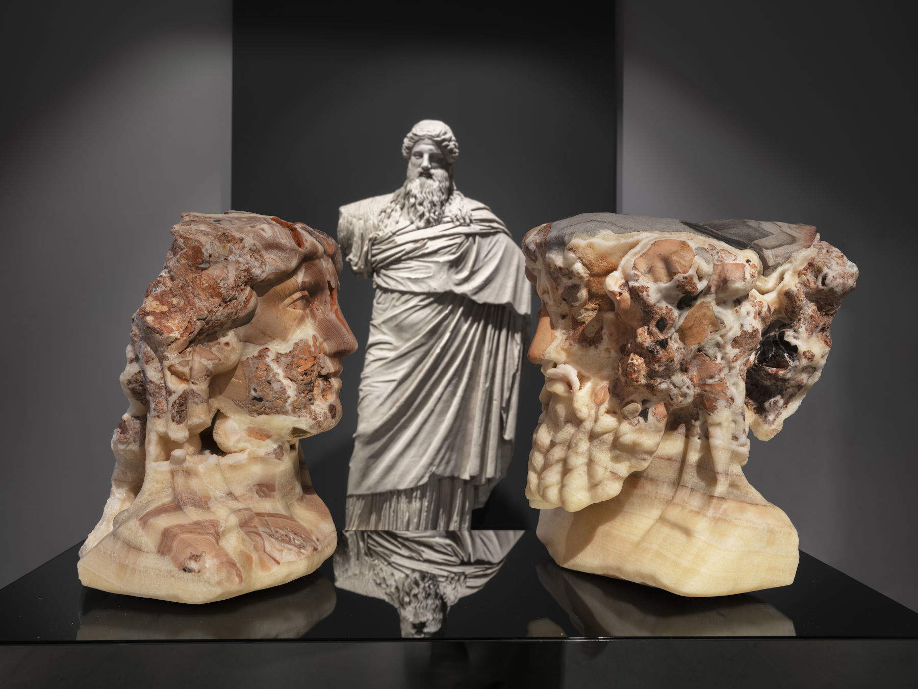 Installation of the exhibition VERSUS /// Massimiliano Pelletti at the National Roman Museum, Palazzo Massimo, Rome. Photo by Nicola Gnesi