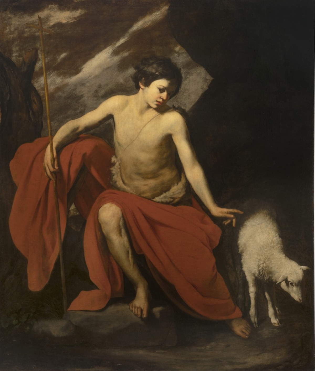 Massimo Stanzione, St. John the Baptist in the Desert (c. 1630; oil on canvas, 180 x 151.5 cm)