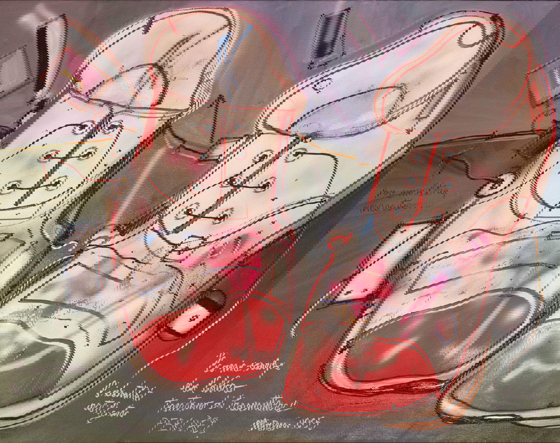 Mattia Moreni, My work shoes attempt to convey WHY? (1995; oil on canvas, 150x190.5 cm; Modena, private collection)