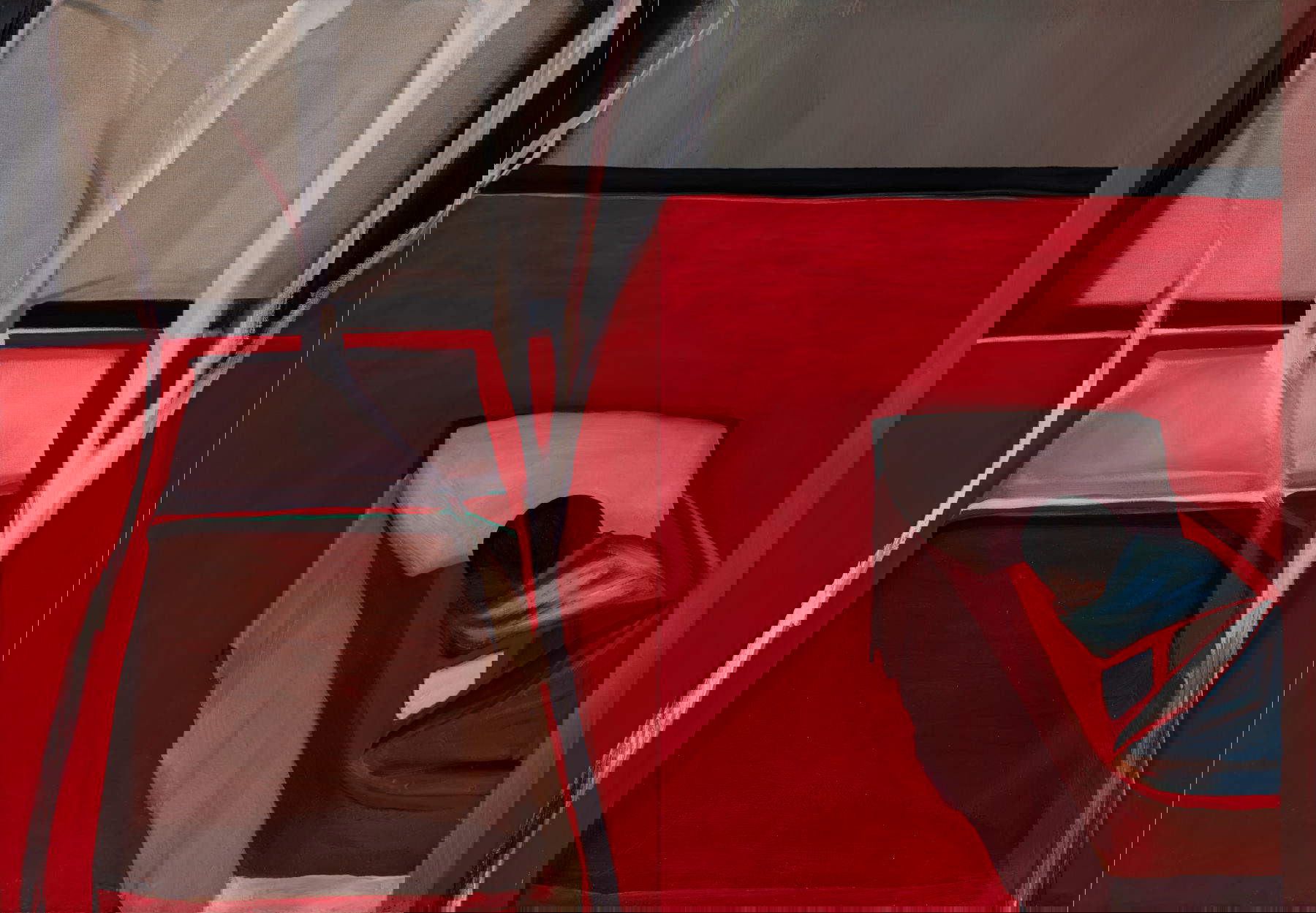 Maurizio Pierfranceschi, Sleep (2025; oil and enamels on canvas, 165 x 240 cm (thread in middle))