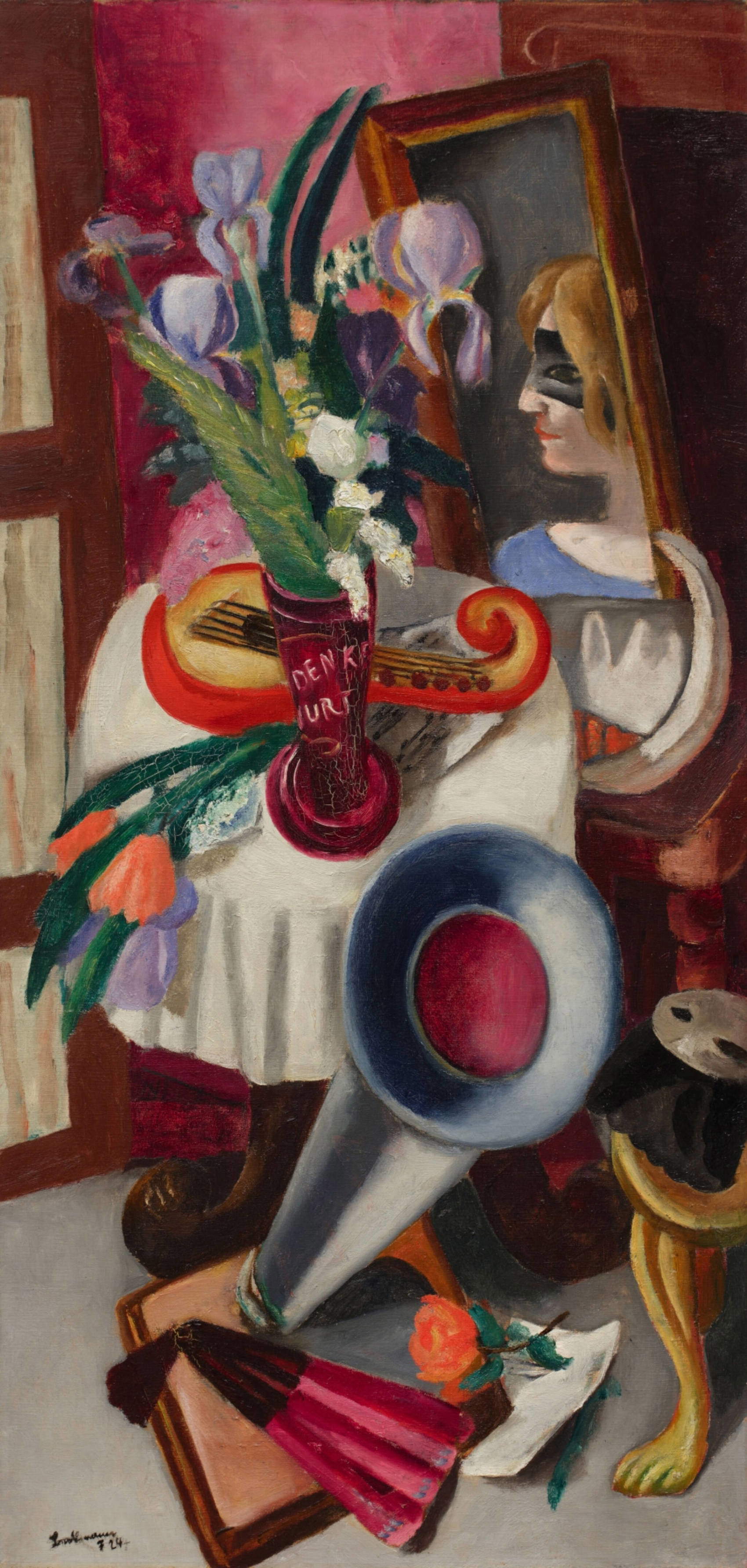 Max Beckmann, Stillleben mit Grammophon und Schwertlilien (Still Life with Gramophone and Irises) (1924; oil on canvas, 114 x 55 cm) Photo: &copy; Sotheby's