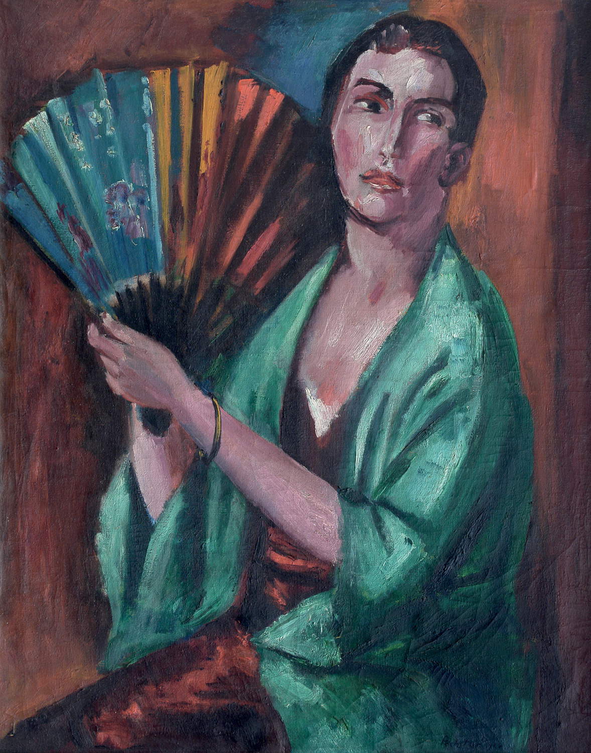 Max Pechstein, Frau mit Fächer (1924; Öl auf Leinwand, 90 x 75 cm; Max-Pechstein-Stiftung) &copy; 2026 Pechstein – Hamburg / Berlin Foto &copy; Foto-Atelier LORENZ, Zschorlau; KUNSTSAMMLUNGEN ZWICKAU Max-Pechstein-Museum