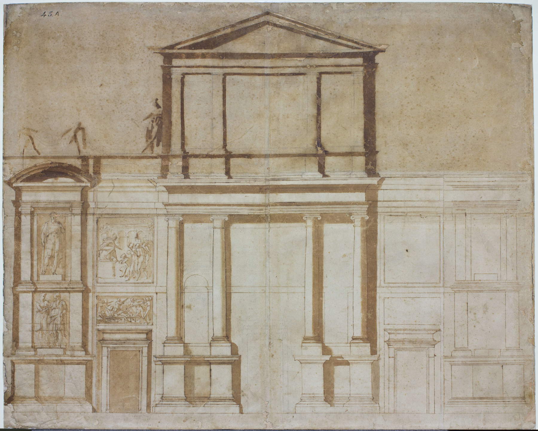 Michel-Ange, Première esquisse pour la façade de San Lorenzo (1516 ; Florence, Casa Buonarroti)