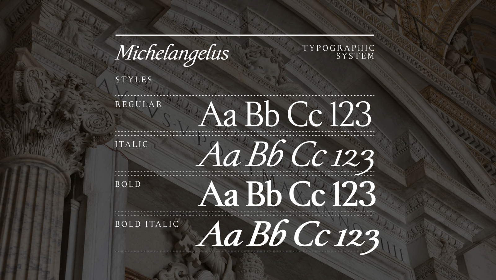 The Michelangelus font in four styles