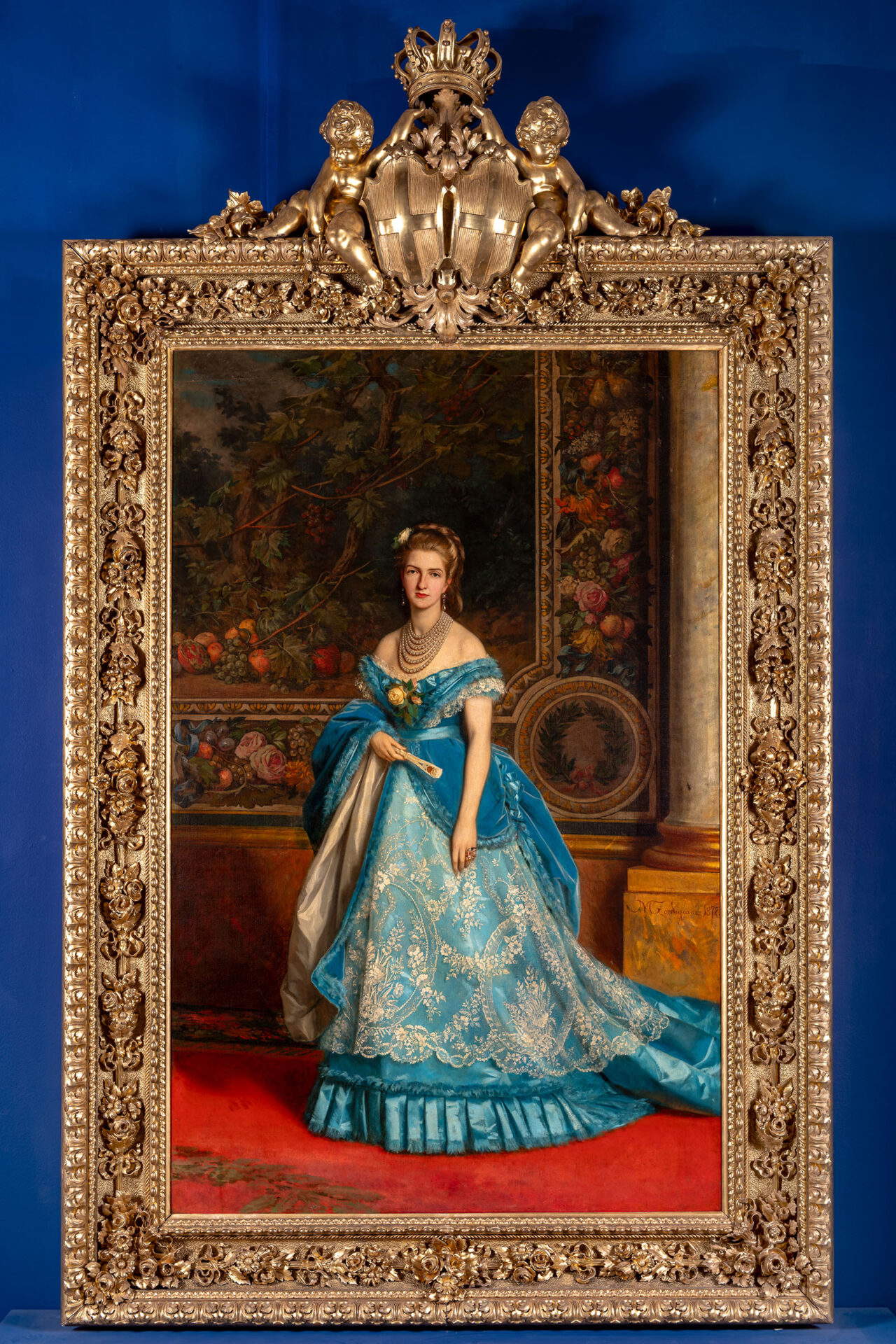 Michele Gordigiani, Margarete von Savoyen Genua (1872; Öl auf Leinwand, geschnitztes und vergoldetes Holz; Turin, Königliche Museen von Turin, Königspalast, Inv. 1636)