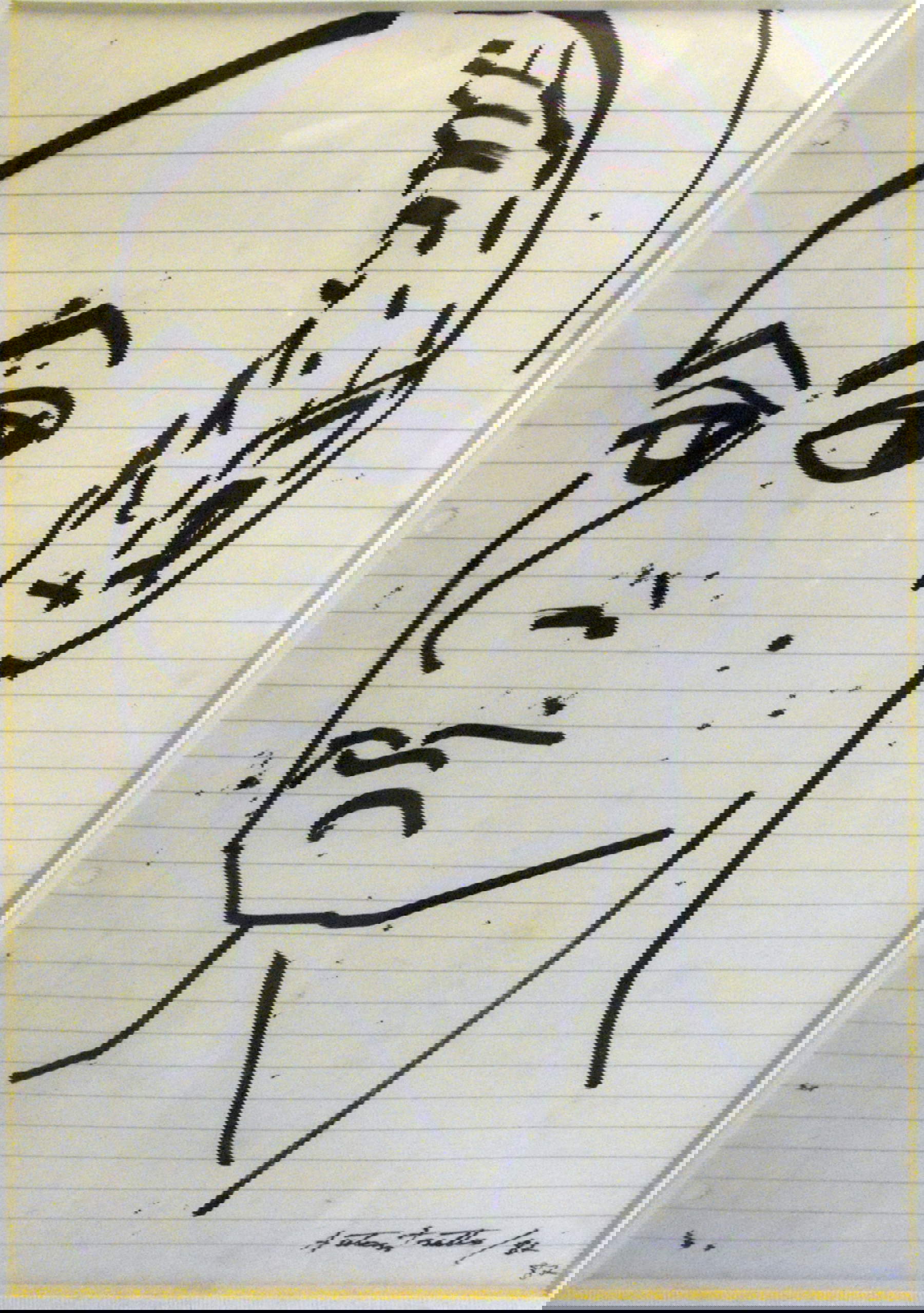 Mimmo Rotella, Self-Portrait (1987; drawing, 33 x 42 cm). Courtesy of Mimmo Rotella Foundation