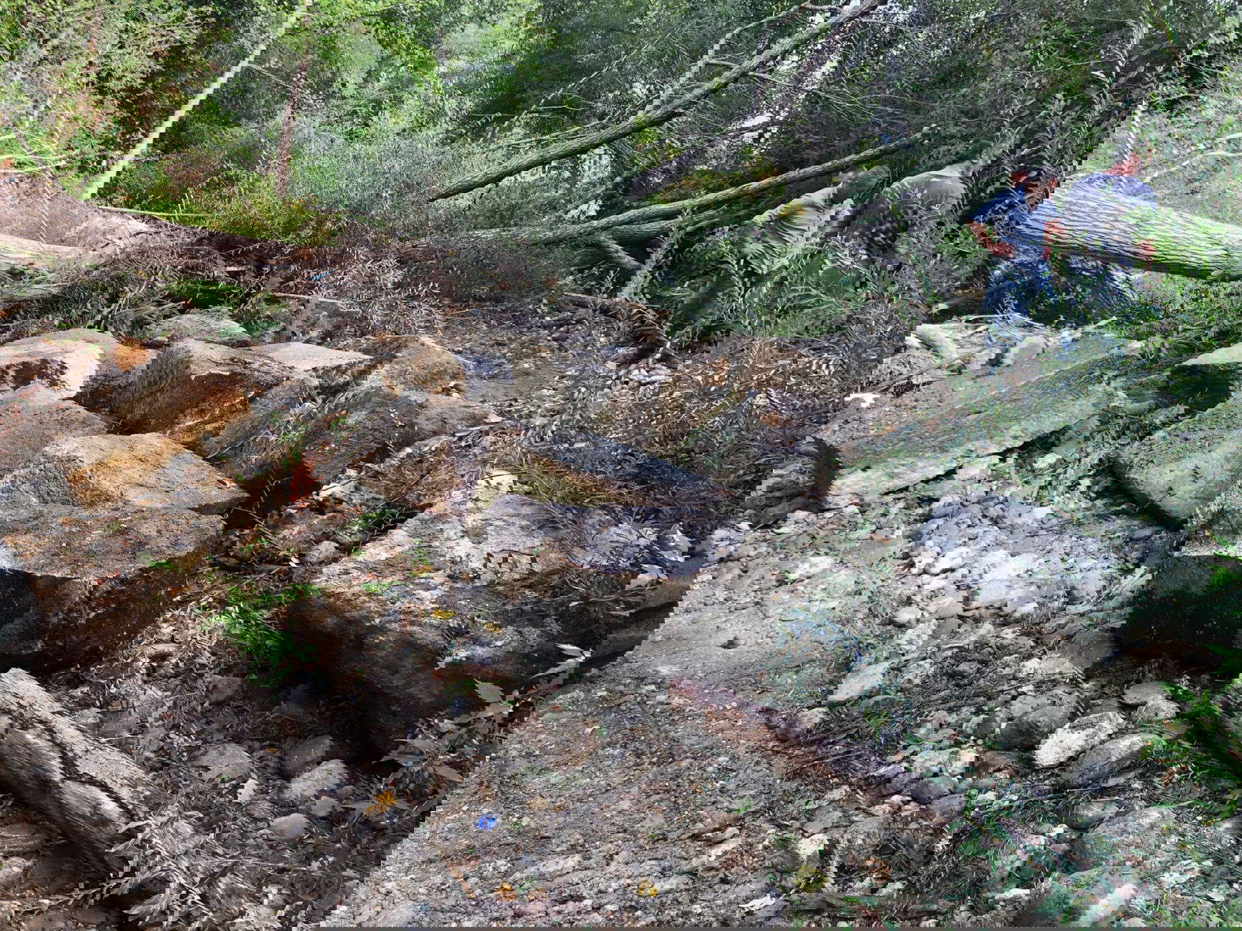 Einige Steinblöcke, die nach der Überschwemmung des Baches Serrentella an die Oberfläche kamen. Foto: Ministerium für Kultur - Soprintendenza Archeologia, Belle Arti e Paesaggio für die Provinzen Caserta und Benevento