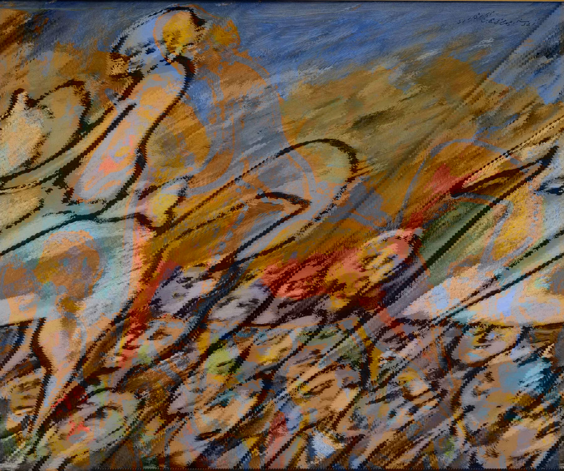 Mino Maccari, Lady Godiva (1958; Öl auf Karton, 55 x 45 cm; Forte dei Marmi, Villa Bertelli)