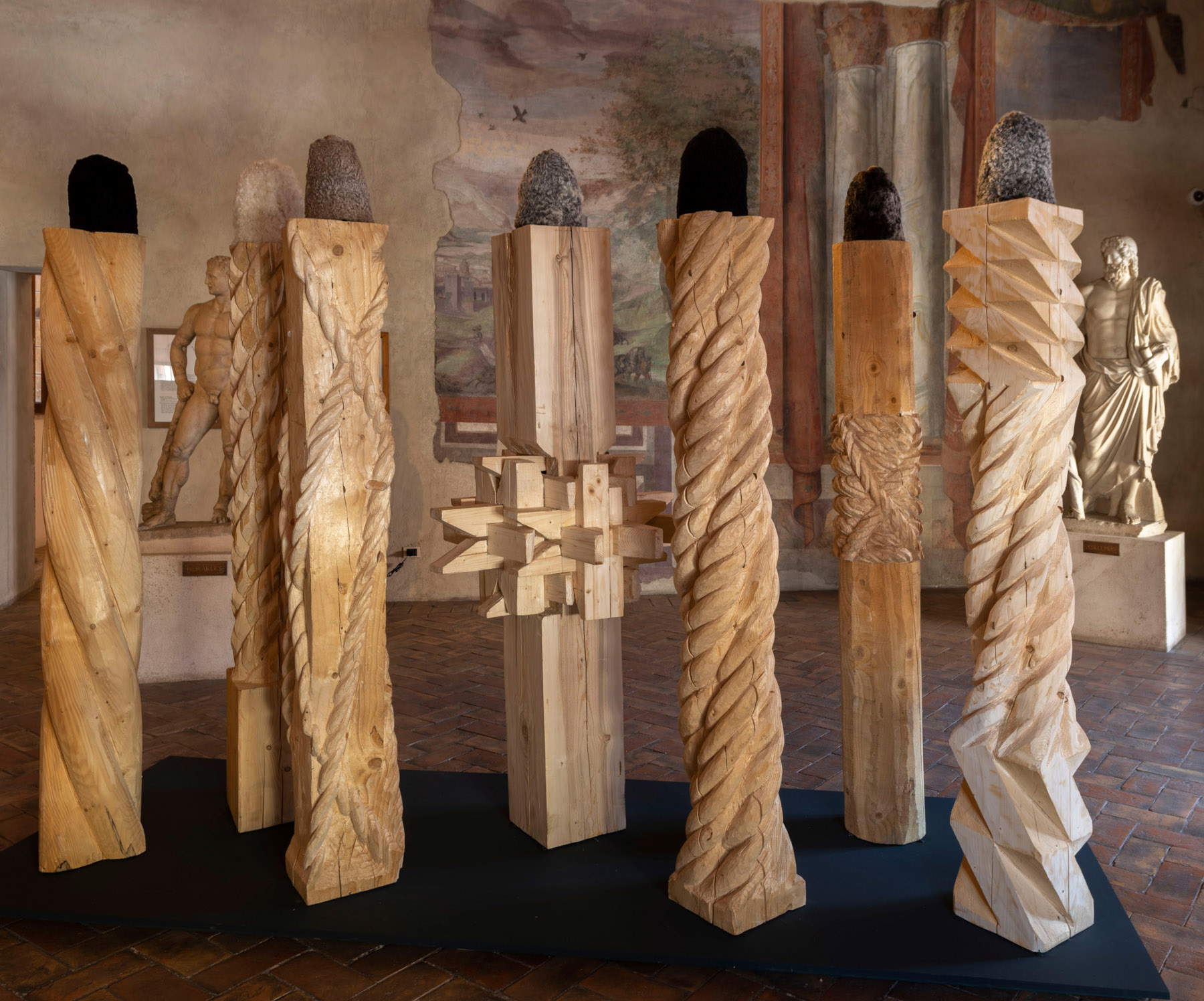 Mircea Cantor, view of the installation *The Seven Guardians*—Palazzo Altemps, National Roman Museum. Photo: Giorgio Benni