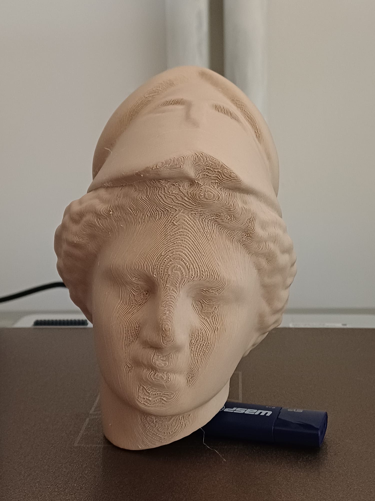 3D reproduction of the Head of Athena. Marble statue depicting the goddess Athena, of which only the head survives, wearing an Apulian-Corinthian helmet (first half of the 4th century B.C. – From Saturo (TA), 1933. MArTA, second floor, Room III, display case 22; Inv. 6143)