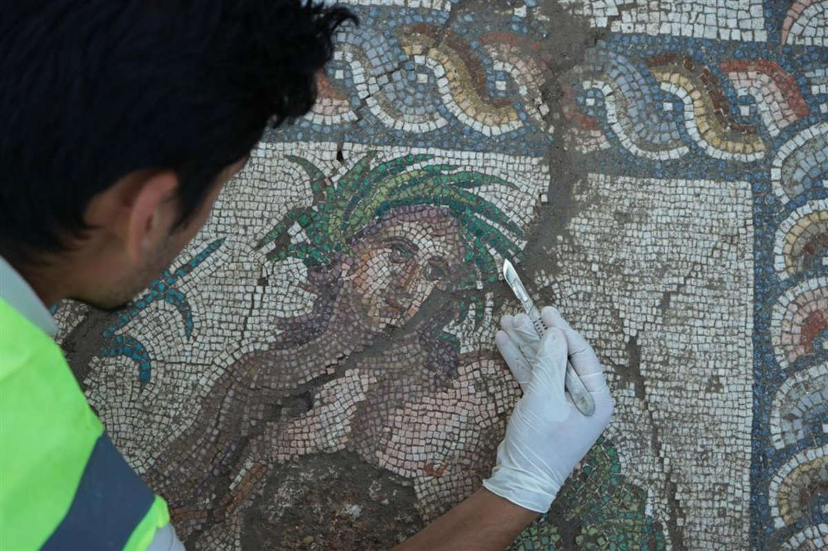 The mosaic discovered in Aspendos. Photo: Turkish Ministry of Culture