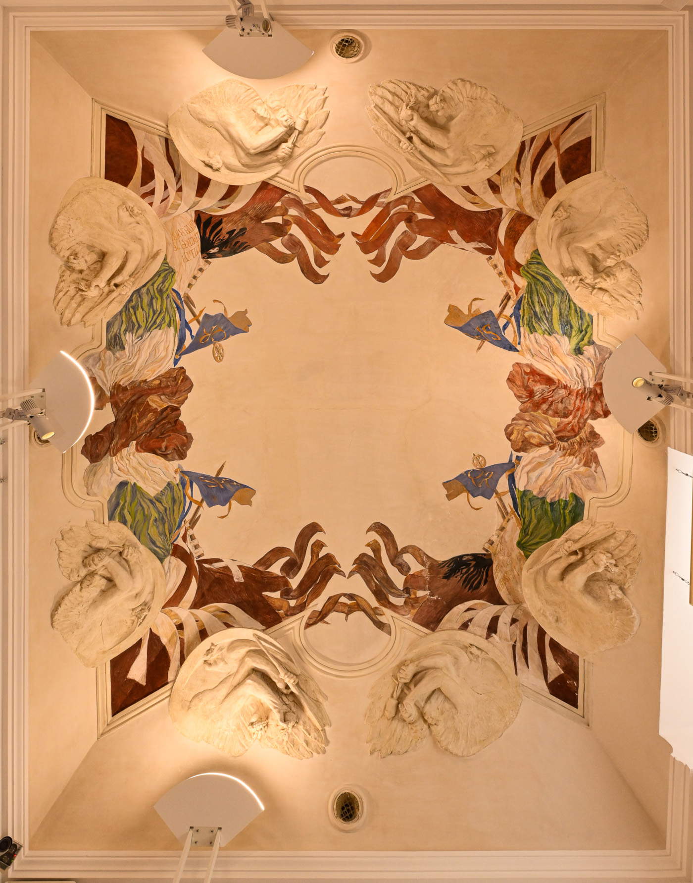 Duilio Cambellotti, Wölbung des Saals der Sturmabteilung (1925-26; Trockenmalerei mit Bleistiftzeichnung)