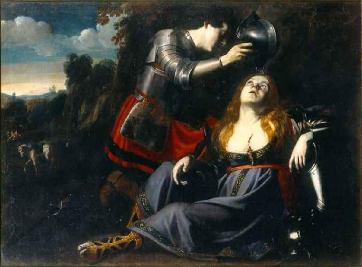 Bartolomeo Manfredi, Tancredi tauft Clorinda (um 1620; Öl auf Leinwand, 122 x 166,5 cm; Modena, Museo Civico d'Arte)