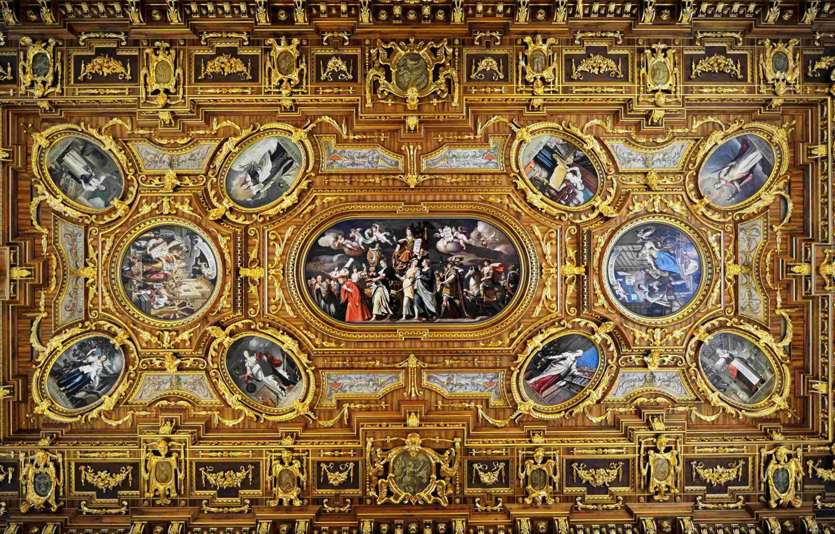 The Golden Hall in the Augsburg City Hall, view of the ceiling &copy; Siegfried Kerpf, City of Augsburg
