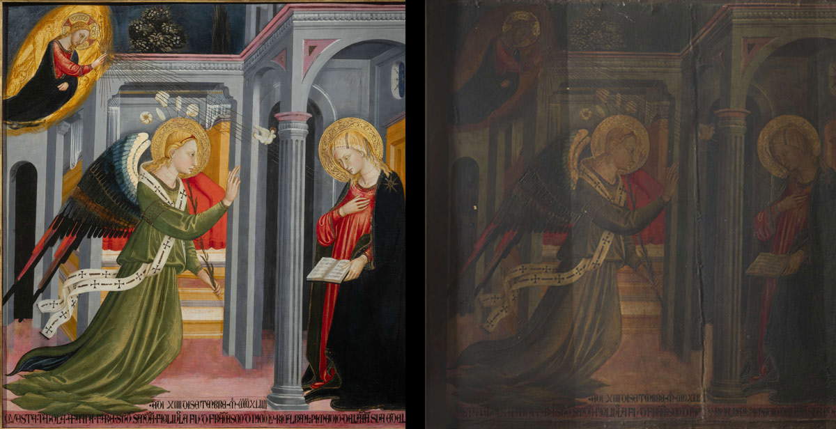 Cómo cambia un cuadro tras su restauración: estos son los colores de la «Anunciación» de Neri di Bicci