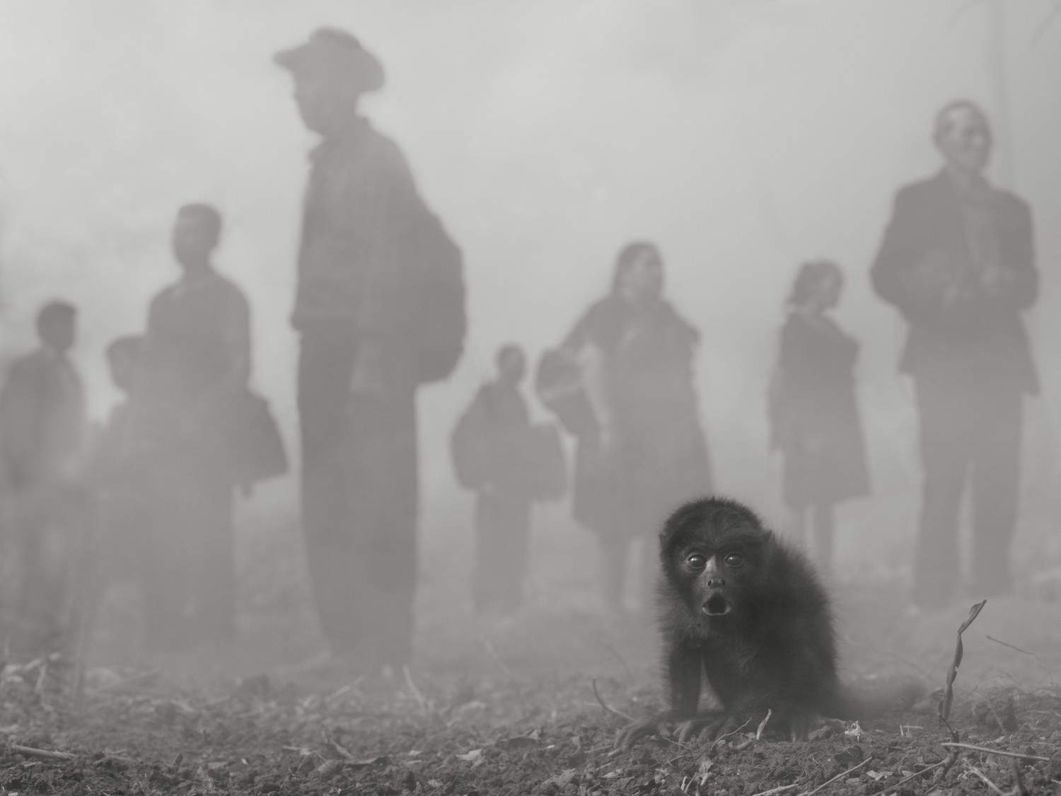 Nick Brandt, Jame and People in Fog, Bolivia (2022) &copy; Nick Brandt