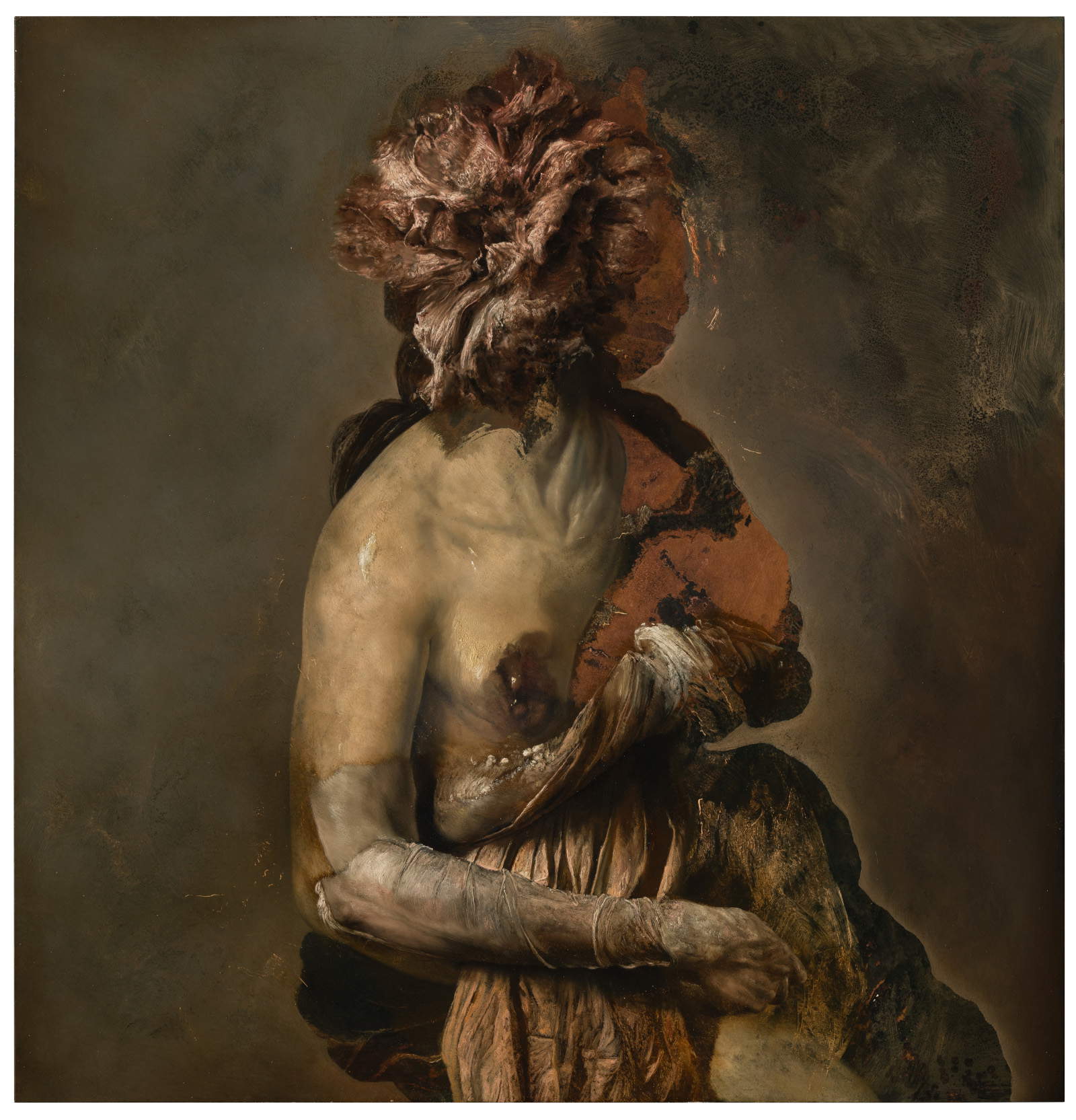 Nicola Samor&igrave;, Flora (gli esordi di Philip) (2024; olio su rame, 90 x 87 x 3 cm). Foto &copy; Rolando Paolo Guerzoni