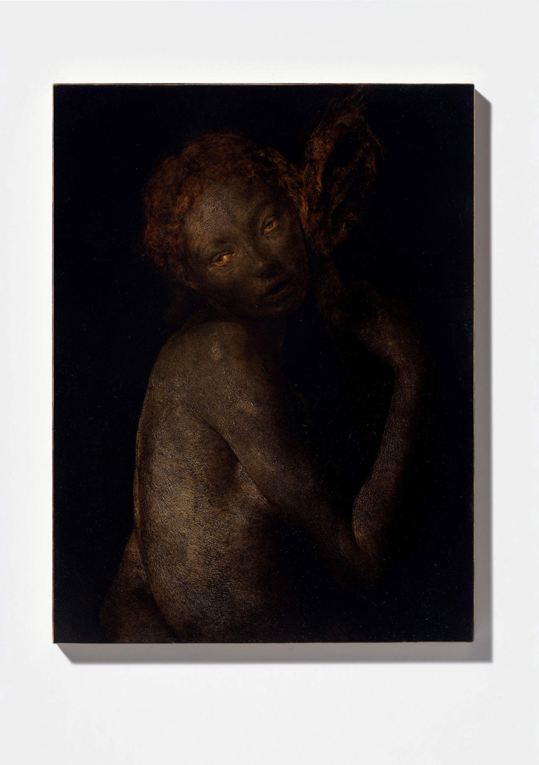 Nicola Samor&igrave;, *The Perfect Girl (Golden Ratio II)* (2026; oil on Trani stone, 40x30 cm)