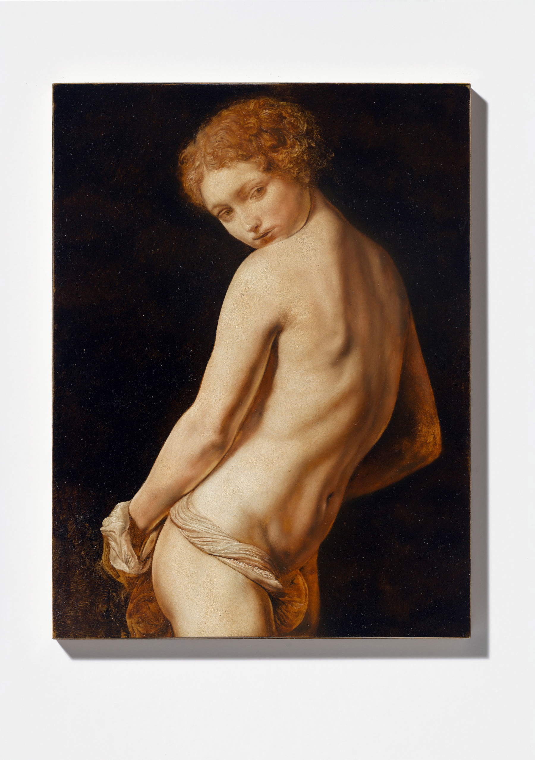 Nicola Samor&igrave;, *The Perfect Girl (Golden Ratio)* (2026; oil on Trani stone, 40x30 cm)