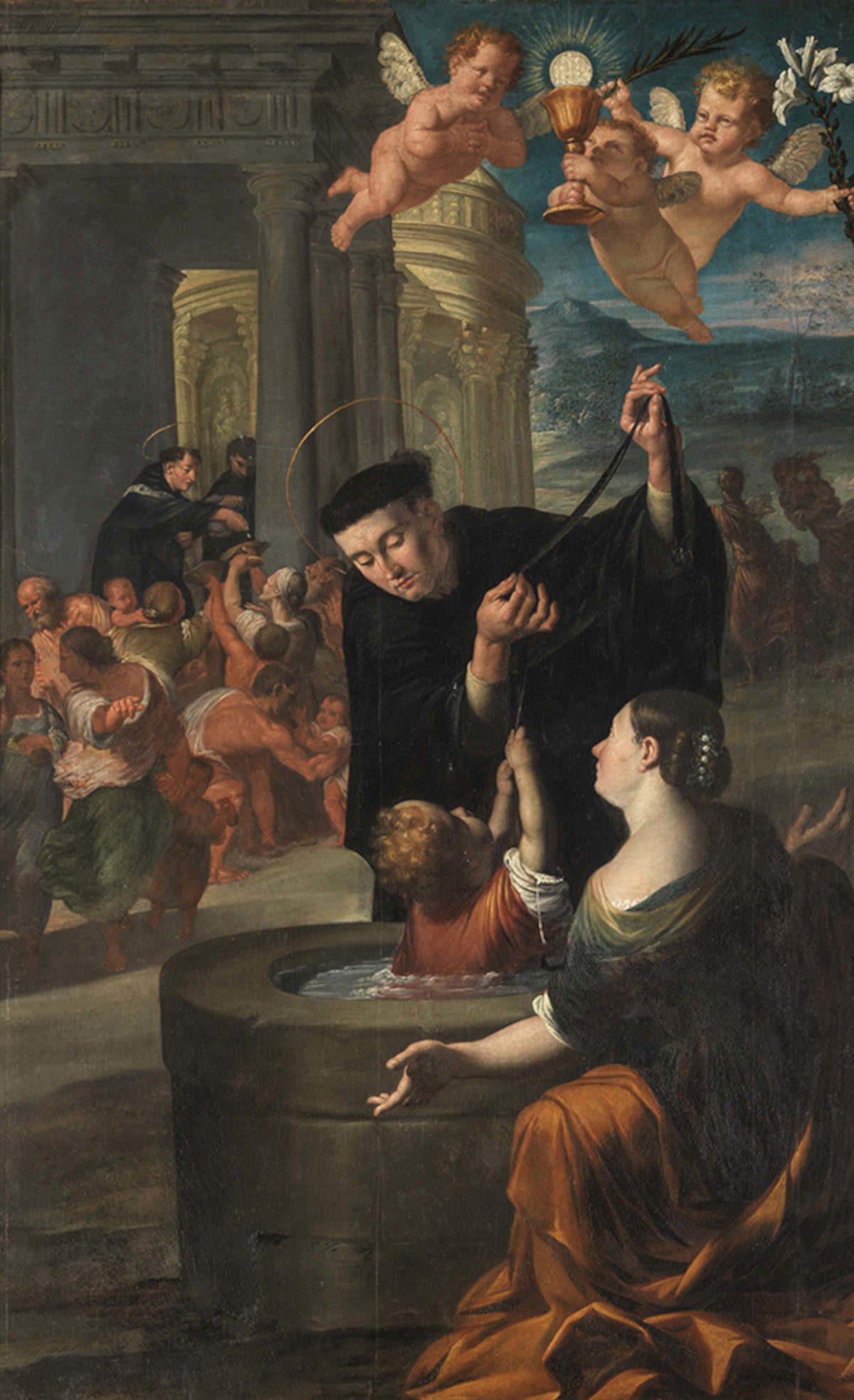 Nicol&ograve; Dorigati, Der heilige Johannes von Sahagún rettet das in den Brunnen gefallene Kind (um 1690–1691)