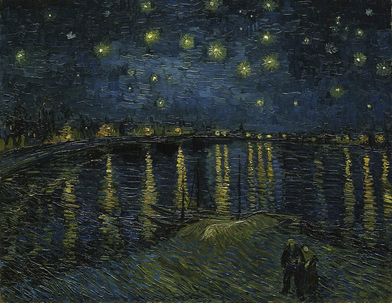 Vincent van Gogh, Nuit &eacute;toil&eacute;e sur le Rhône (1888 ; huile sur toile, 72,5 x 92 cm ; Paris, mus&eacute;e d'Orsay)