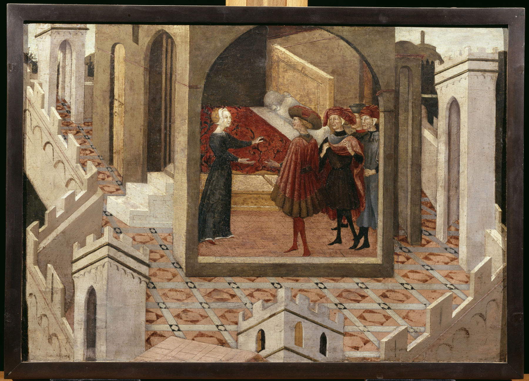Anonimo pittore italiano, Lucrezia e Collatino (Met&agrave; del secolo XV; Avignone, Musee du Petit Palais)