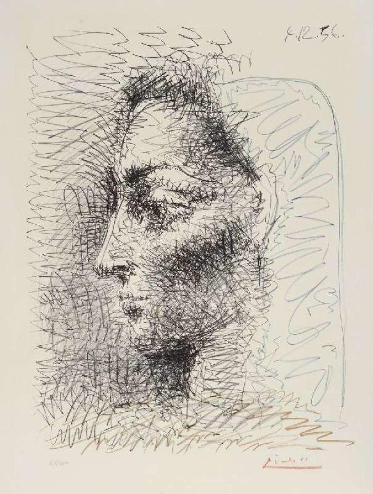 Pablo Picasso, Portrait of Jacqueline (December 1956; lithograph, 634 x 500 mm)