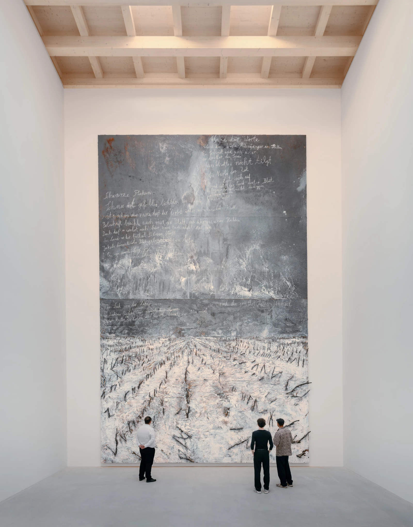 Anselm Kiefer Pavilion featuring *Schwarze Flocken* by Anselm Kiefer (2007; oil, emulsion, shellac, earth, and twigs on canvas, 1120 &times; 710 cm, W&uuml;rth Collection, inv. 11115, acquired in 2008; K&uuml;nzelsau, Museum W&uuml;rth 2) &copy; Anselm Kiefer, photo: Simon Menges.