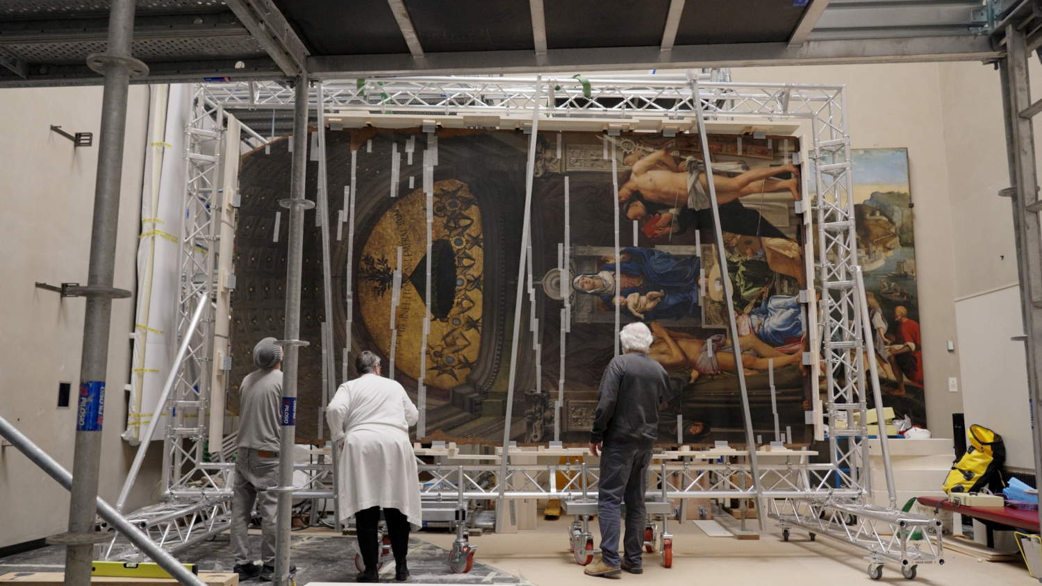 Etappen bei der Bearbeitung des Altars von San Giobbe. Foto von Matteo Panciera