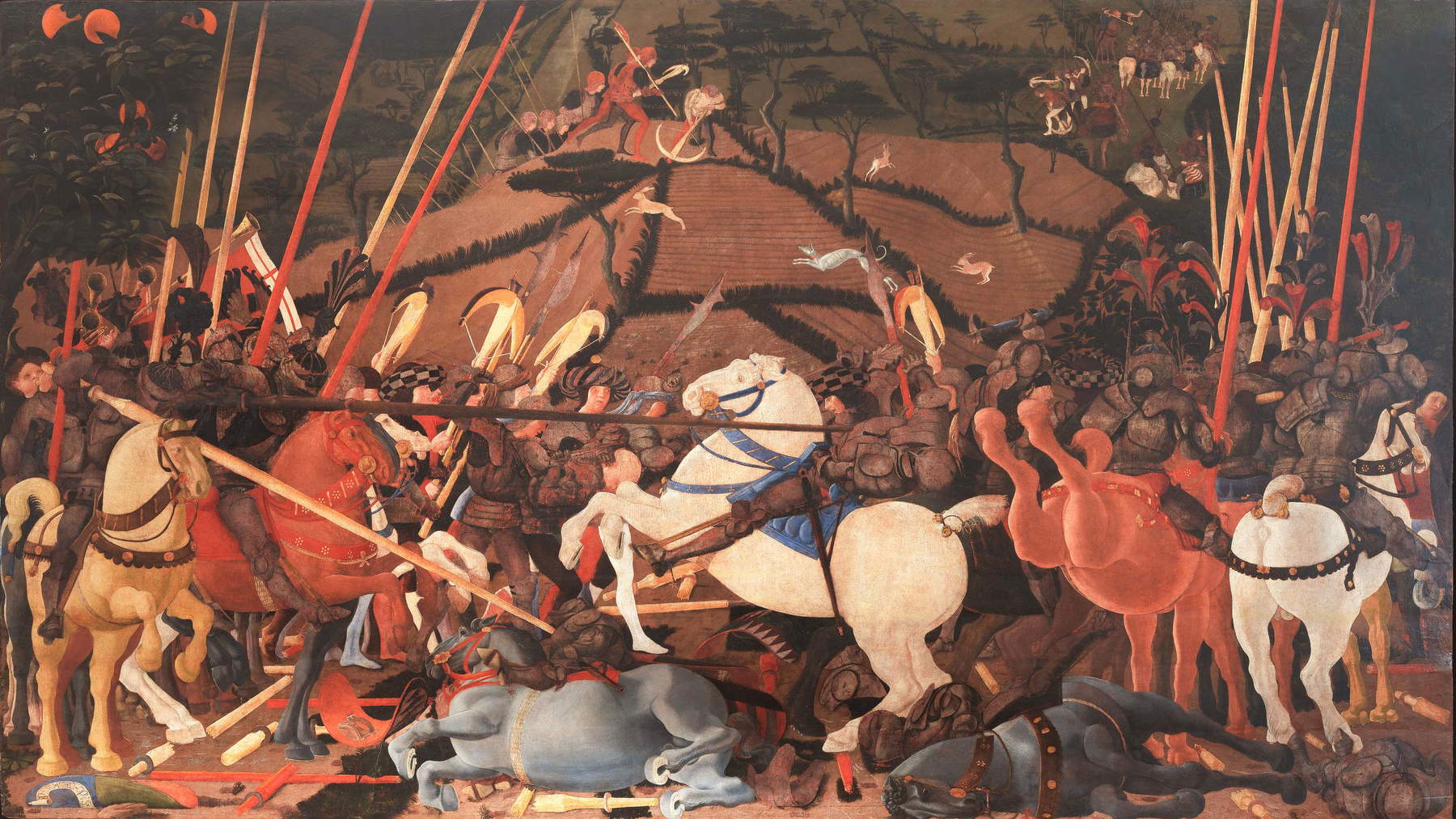 Paolo Uccello, The Battle of San Romano (c. 1435–1440; tempera on wood; Florence, Uffizi Gallery)