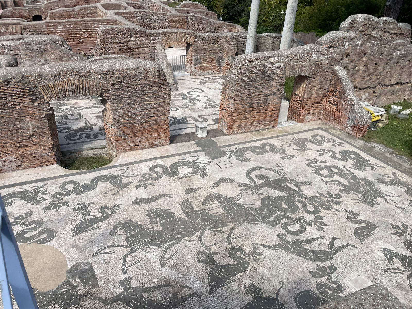 Neptunmosaik, Neptunbäder, Ausgrabungen in Ostia. Foto: Ministerium für Kultur - Archäologischer Park Ostia Antica
