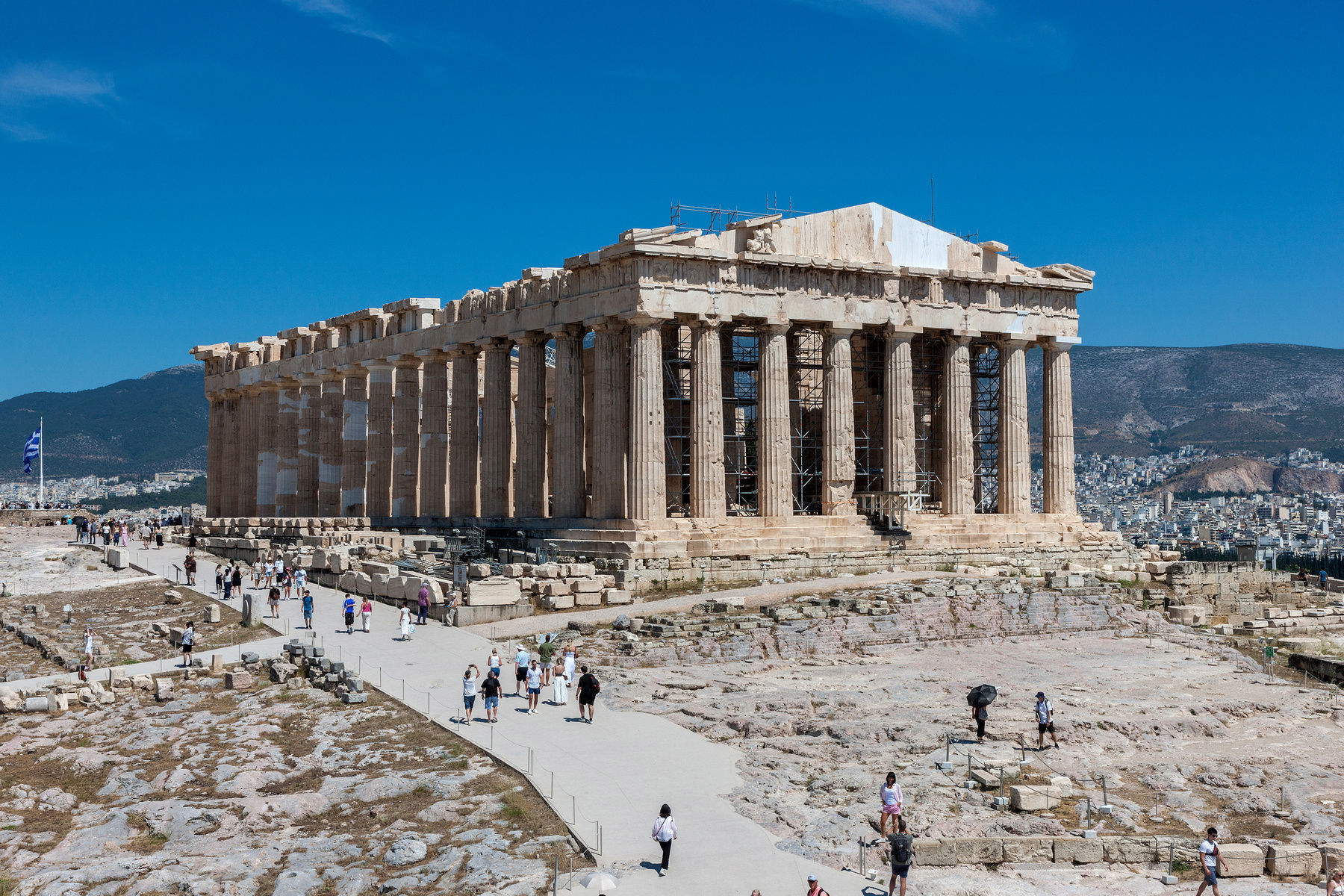 El Partenón con el frontón occidental restaurado. Foto: &copy; Ministerio de Cultura de Grecia
