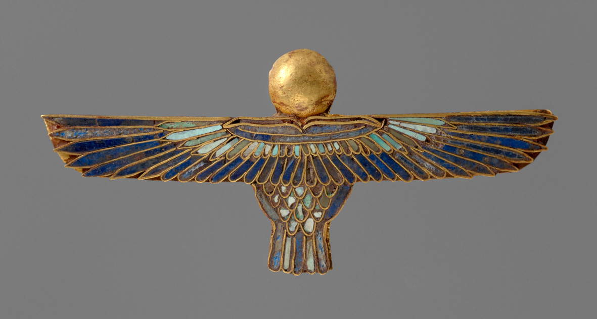 Ba bird pendant in flight (Late Period, 4th-3rd century B.C.; gold, lapis lazuli, turquoise; Vienna, Kunsthistorisches Museum, East Egyptian Collection) &copy; KHM-Museumsverband
