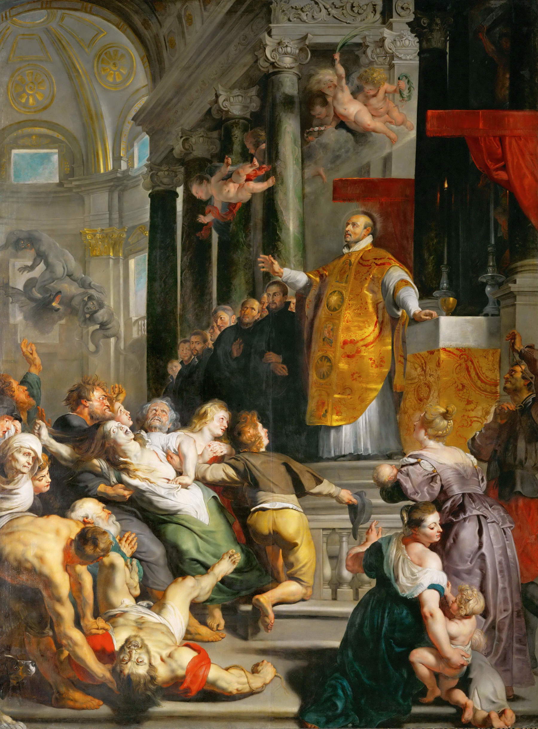 Peter Paul Rubens, Die Wunder des Heiligen Ignatius von Loyola (1617–1618; Öl auf Leinwand, 535 × 395 cm; Wien, Kunsthistorisches Museum)
