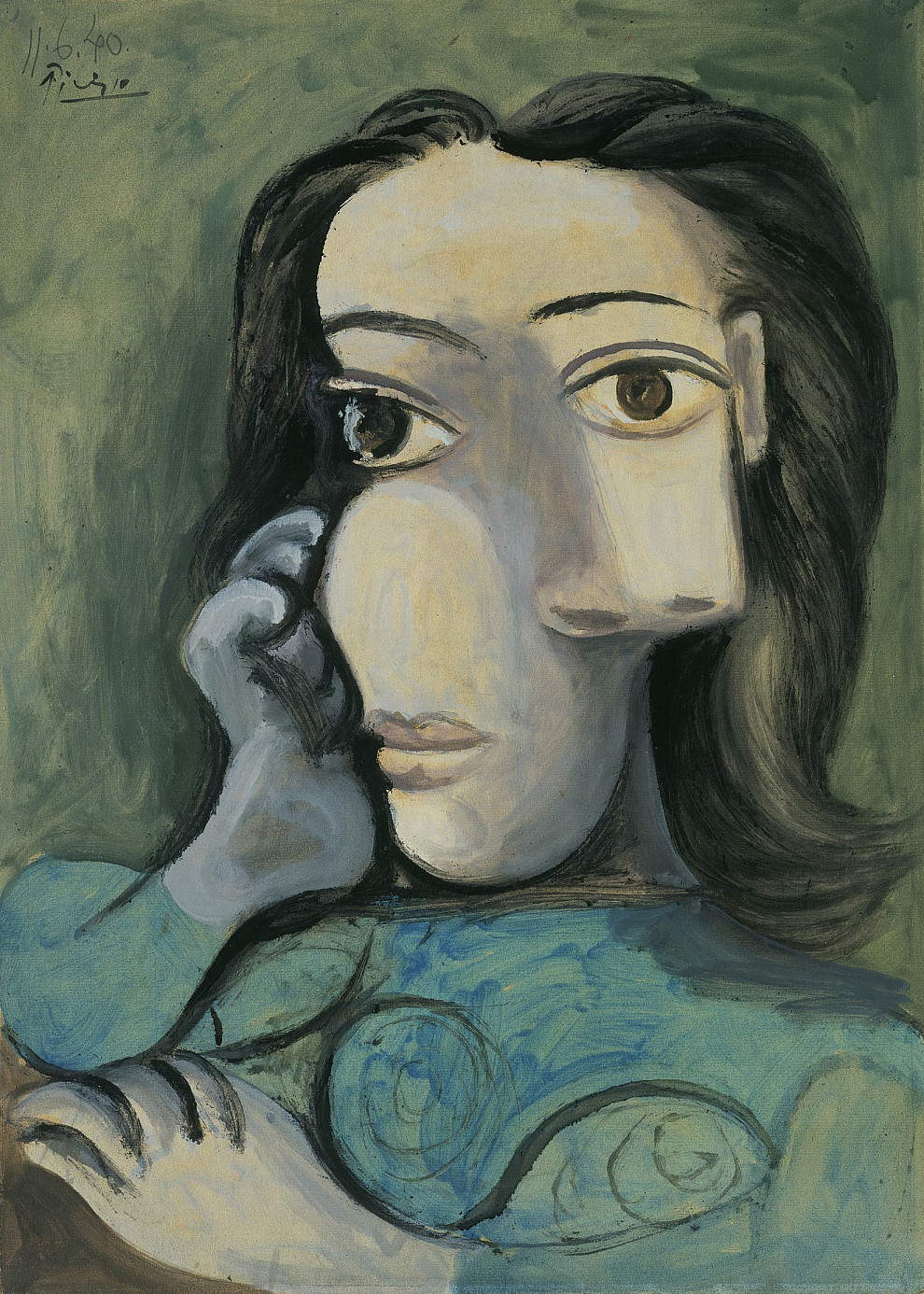 Pablo Picasso, Dora Maar (1940; Öl auf Papier, 64 x 46 cm) &copy; Succession Picasso / Bildrecht, Wien 2026, &copy; Foto: bpk/Nationalgalerie, SMB, Museum Berggruen/Jens Ziehe)