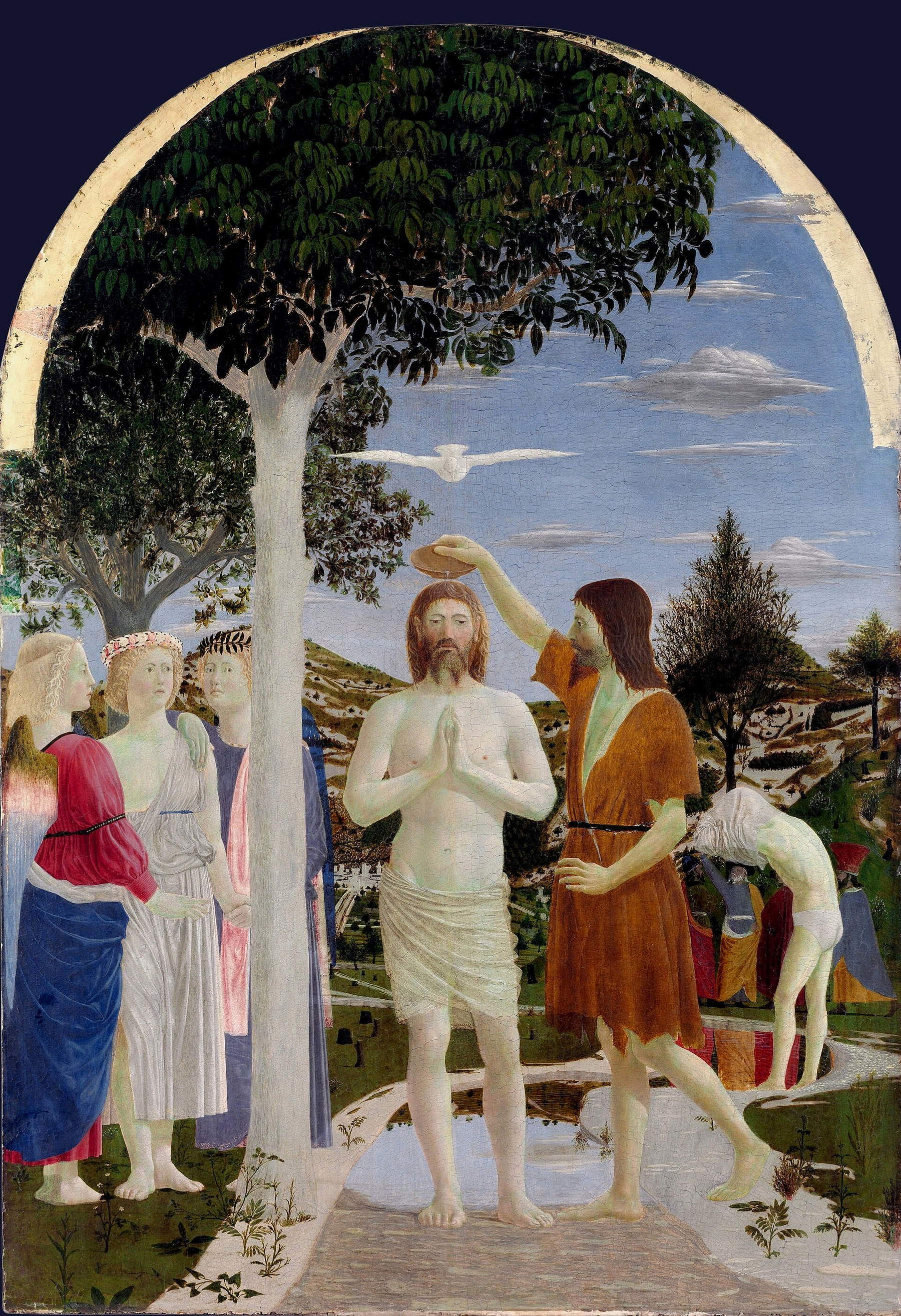 Piero della Francesca, Die Taufe Christi (ca. 1444–1455; Tempera auf Holz, 167 × 116 cm; London, National Gallery)
