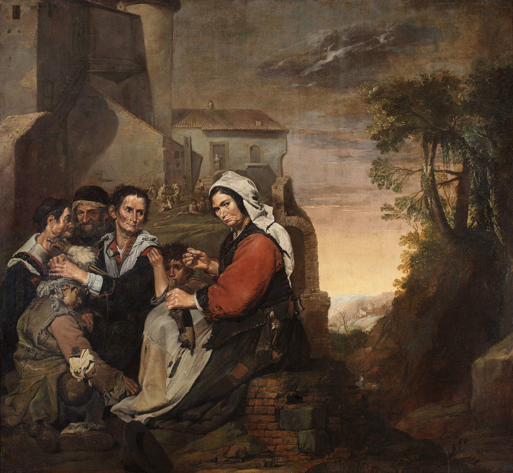 Pietro Bellotti, Popolani all'aperto (oil on canvas, 192 x 211.5 cm; Venice, Gallerie dell'Accademia, cat. 2058) &copy; G.A.VE Photographic Archive - courtesy of the Ministry of Culture - Gallerie dell'Accademia, Venice