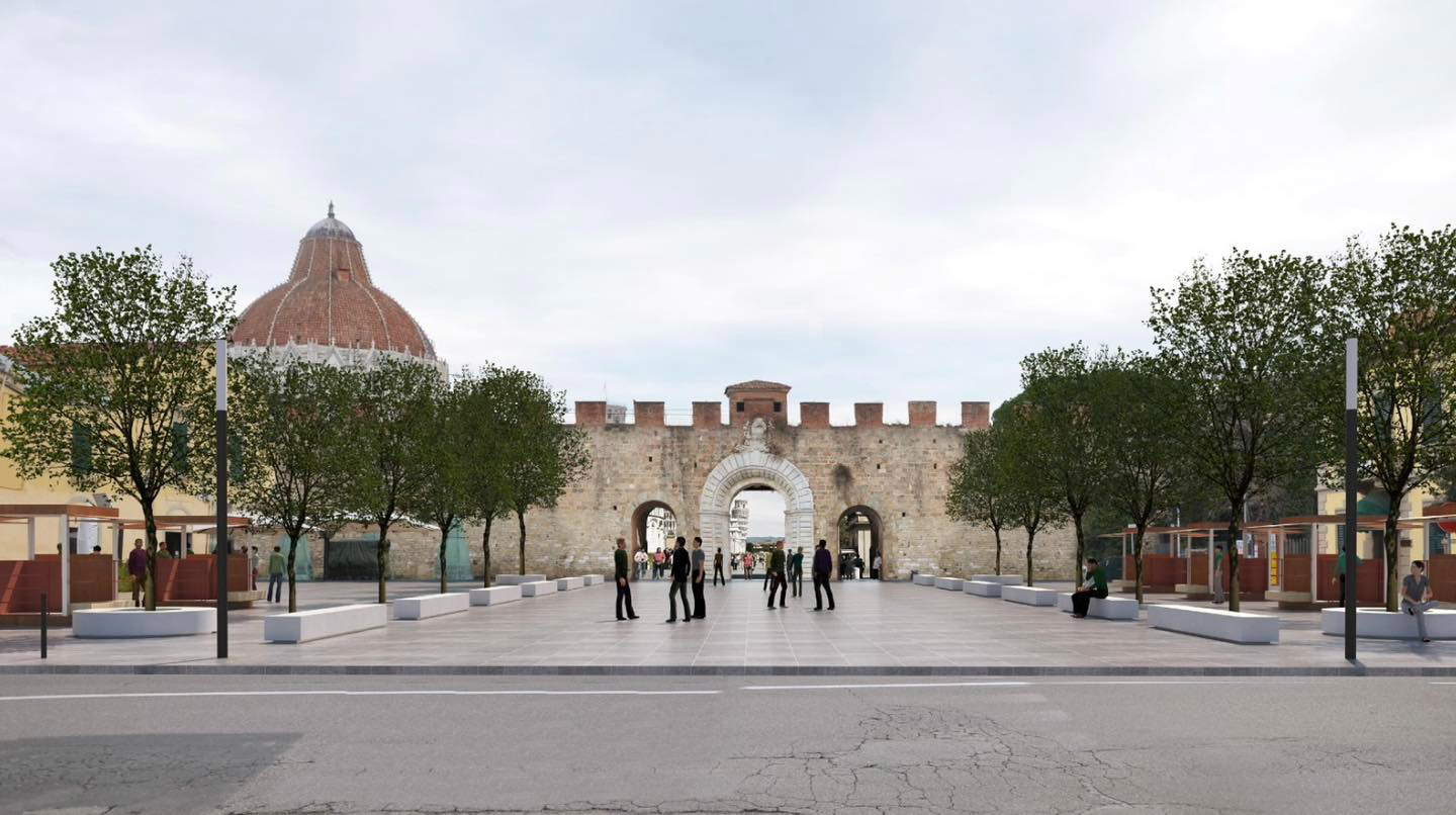 Rendu du futur aménagement de la Piazza Manin. Image : Municipalité de Pise