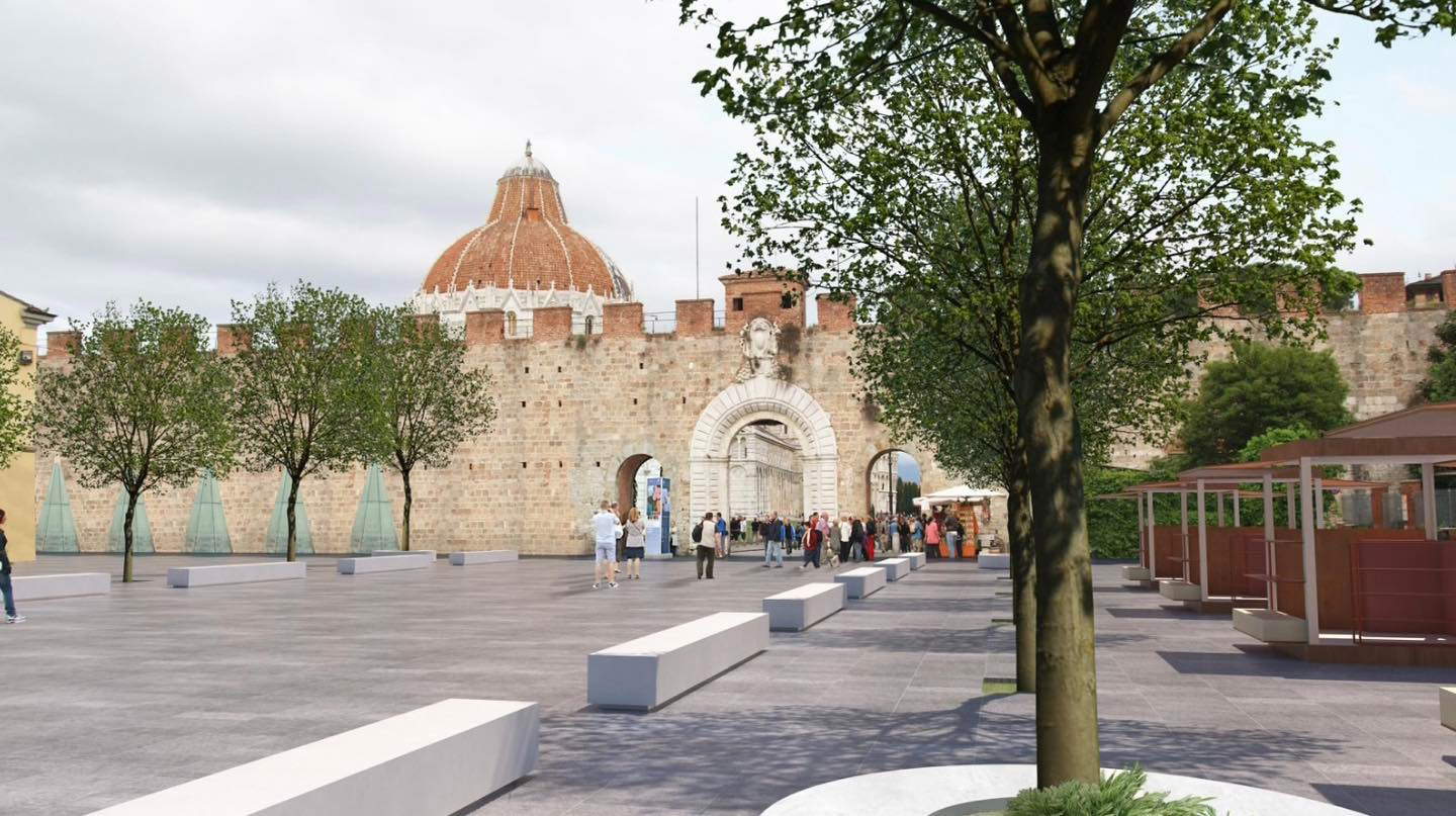 Rendu du futur aménagement de la Piazza Manin. Image : Municipalité de Pise