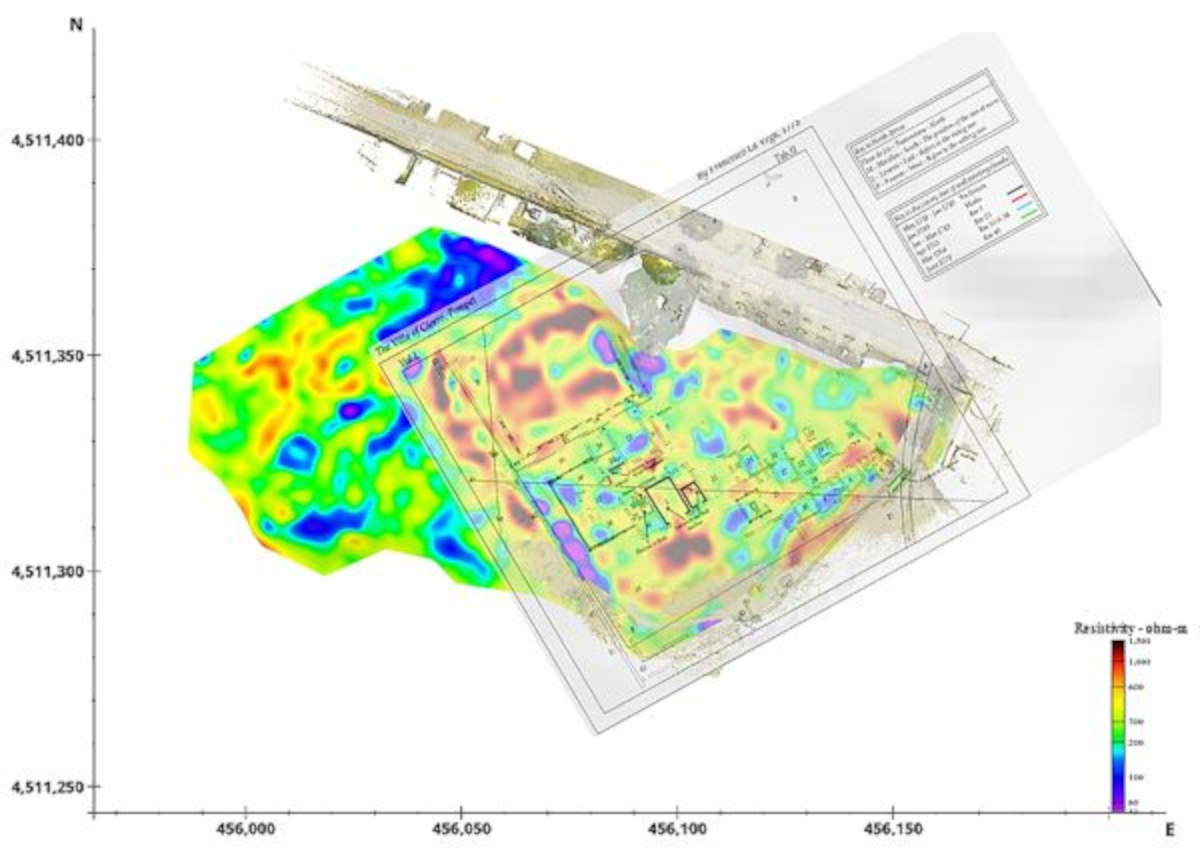 E.R.T. section at a depth of approximately 3.0 meters. Photo: Ministry of Culture - Archaeological Park of Pompeii
