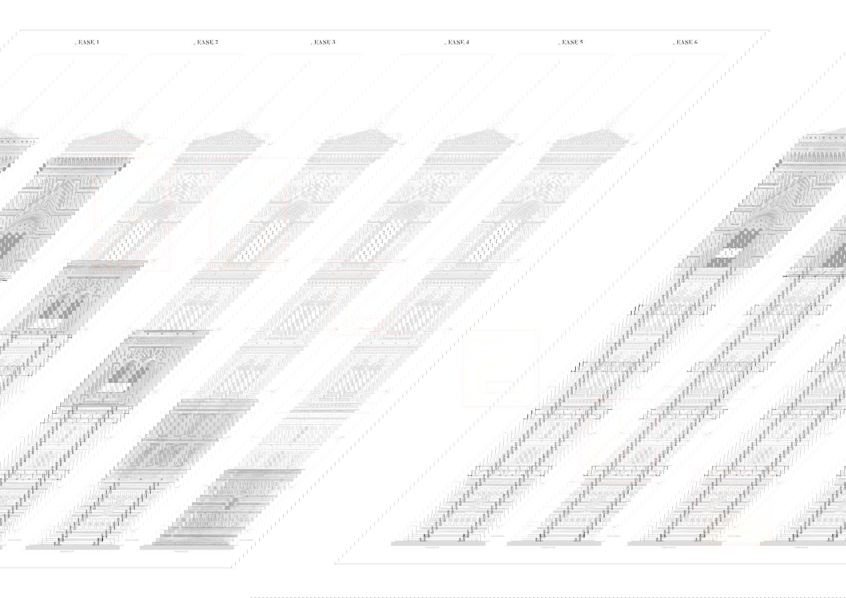 Scaffolding design of the Giotto Bell Tower restoration site. On concession from the Opera di Santa del Fiore/TSA Tecno System Appalti, Rome.