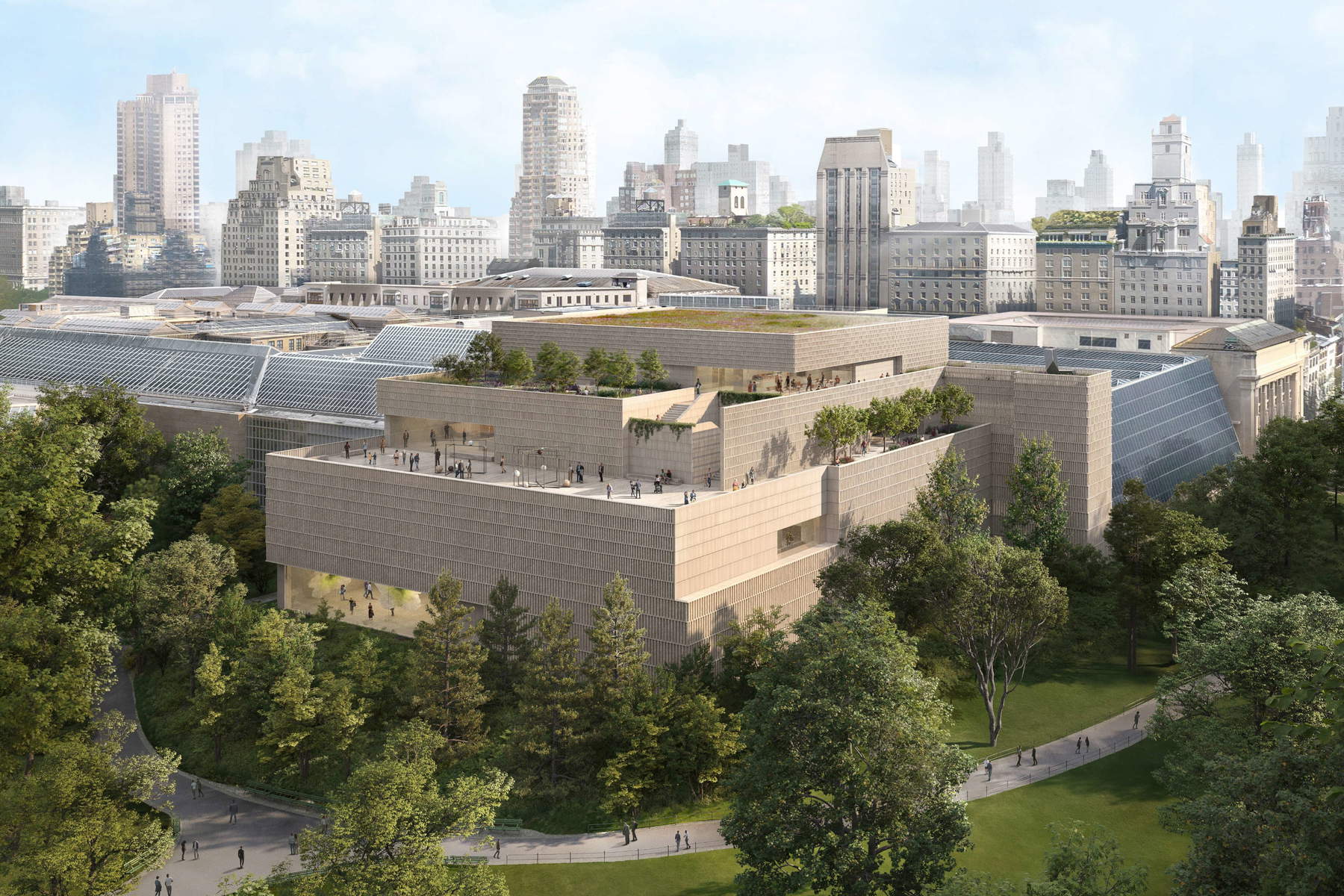 Rendering della nuova ala del Metropolitan Museum di New York dedicata all'arte moderna e contemporanea. Immagine: Filippo Bolognese Images, su concessione di Frida Escobedo Studio