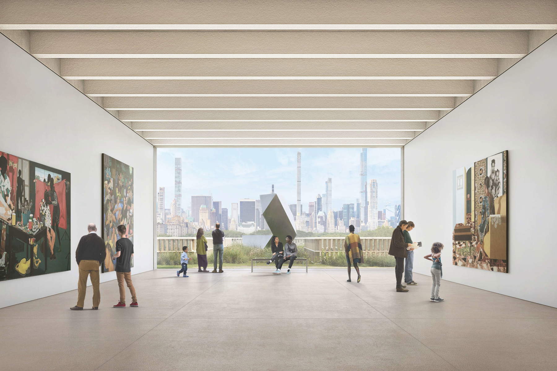 Rendering della nuova ala del Metropolitan Museum di New York dedicata all'arte moderna e contemporanea. Immagine: Filippo Bolognese Images, su concessione di Frida Escobedo Studio