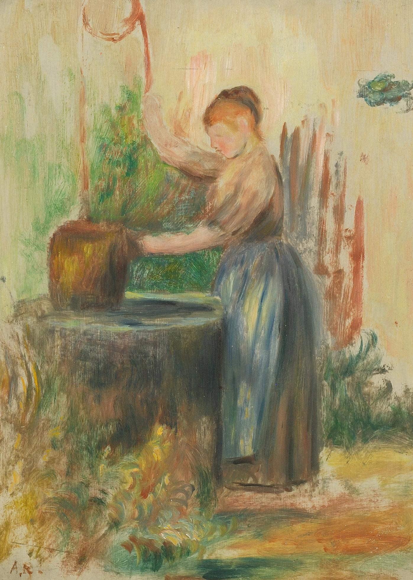 Pierre-Auguste Renoir, Femme au puits (1886 circa; olio su tavola, 35 x 27 cm; Cagnes-sur-Mer, Mus&eacute;e Renoir)