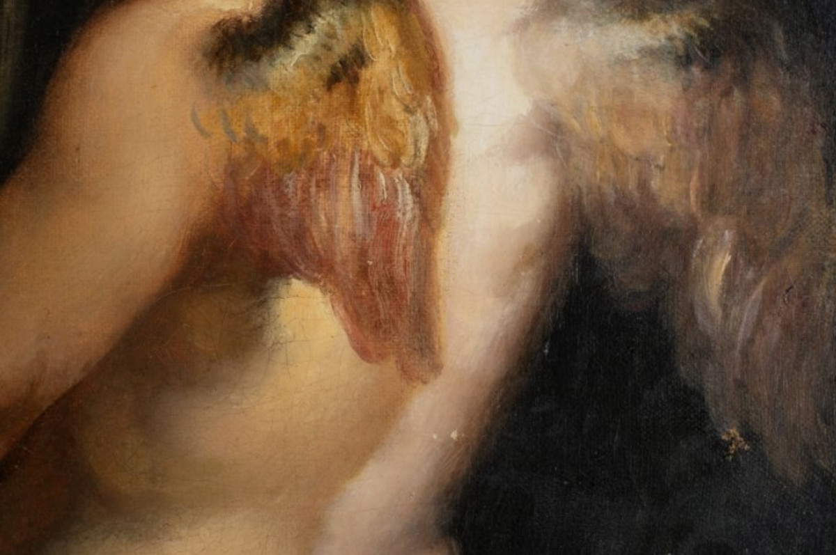 Einblick in die Reinigungsmaßnahmen am Gemälde „Venus und Amor“ von Peter Paul Rubens